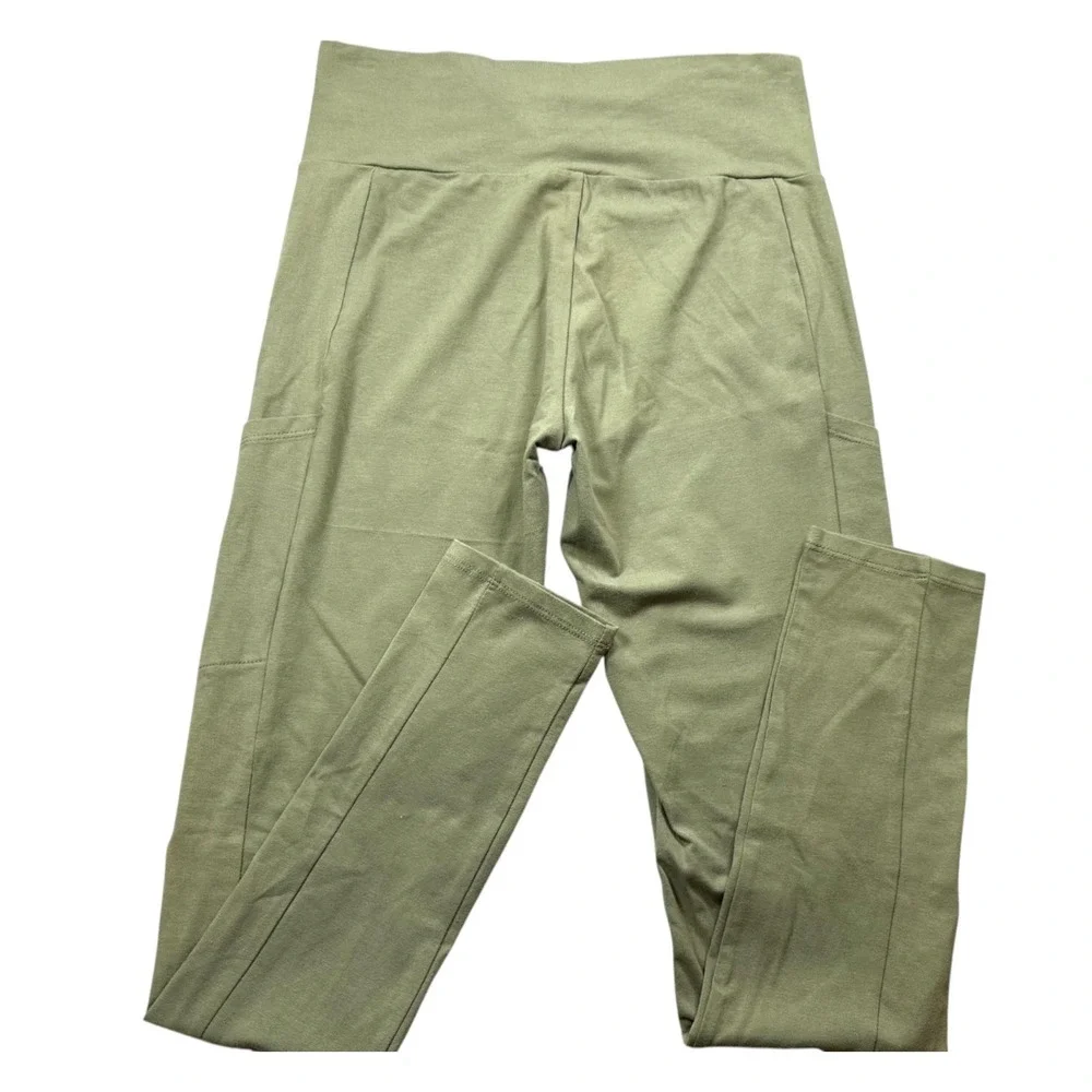 Ambiance High Waist Ankle Leggings Olive Green Cotton Stretch‎ Size Medium NWT